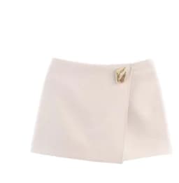 KONDALA Casual Chic Brown Mini Shorts Skirt Front Split High Waist Wide Leg Shorts Women Fashion 2025 Streetwear Fall Shorts