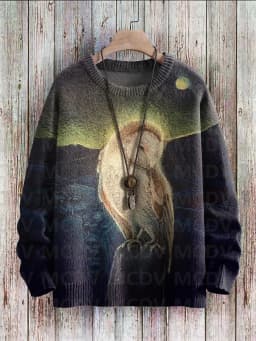 Cute Fox View Art Pattern Print Casual Knit Pullover Sweater Women For Men Sweater