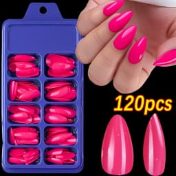 120Pcs Christmas Red Press On Nails Mid-length Almond Fake Nails Full Cover Detachable False Nail Tips For Women Halloween Wear