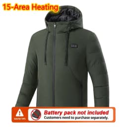 15 Area Heated Hooded Jacket Male Warm Heated Jacket Female Winter Outdoor Sport Warm Hooded Coat (Not Included The Power Bank)