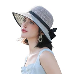 Summer Beach Straw Sun Hat Breathable French Style Bowknot Straw Hats Elegant Hat for Outdoor Travel Photography