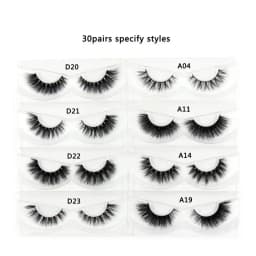 30 Pairs/Pack Eyelashes 3D Mink Lashes With Tray No Box Hand Made Full Strip Lashes Mink False Eyelashes Makeup eyelashes Fluffy
