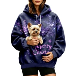 Women Fall And Winter Hoodie With Pet Pouch Oversized Pocket Colorful Print Sweatshirt For Dogs Long Sleeve Thin Hoodie Women
