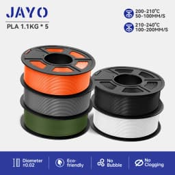 JAYO PLA Filaments 5 Rolls/ 3D Printer Filament 1.75mm FDM 3D Printer Materials Neatly Wound High Toughness for FDM 3D Printer