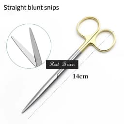 Gold Handle Blunt Tissue Scissors Peel Skin Scissors Nose Peel Blunt Scissors Round Head Serrated Nasal Surgery Tools