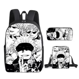 Jujutsu Kaisen Backpack Lunch Pack Pen Case 3pcs Set Gojo Satoru Anime Student boy Schoolbag Fashion Pencil Bags Birthday Gift
