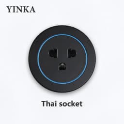 Track Socket Kitchen Wall Outlet, FR EU US UK Universal Standard Round Romovable Adapter Plug,Electrical Outlet with USB, Black