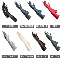 Multiple Colors 50cm Long Leather Gloves, Sheepskin Women's Leather Gloves, Warm Women's Winter Gloves, Simple Women's Gloves-22