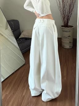 2026 Spring Casual Solid Streetwear Pants Harajuku Elastic Waist Loose Wide Leg Y2k Aesthetic Women Button Grunge Pantalones