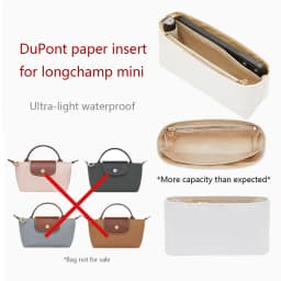 Bag Organizer Insert For Longchamp Mini Dupont Paper Bag Insert Storage Lightweight Bag Support Waterproof Bag Accessory