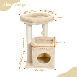 Cat Tree Tower for Indoor Cats with Private Cozy Cat Condo Double Large Perch with Scratching Posts for Kitten