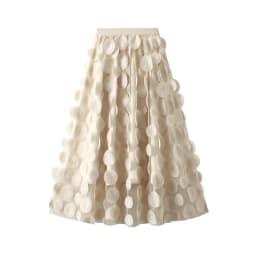 3d Polka Dot Black Mesh Half Skirt 2025 Fashion Women's Dress Mid Length Umbrella Dress Korean A-line Dress Party Dress