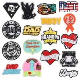 1-17Pcs PVC Dad Jokes Best Grandpa DIY Man Cool Shoe Charm Button Clog I Love Papa Sandals Decorations Holiday Gift