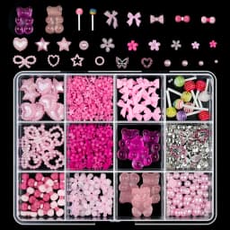 12Grids 3D Resin Rose Flower Nail Charms Mixed Color Flatback with Pearls Kawaii Floral Nail Decor for Acrylic Nails DIY Tools
