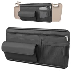 Car Visor Organizer PU Leather Multi-Function Sun Visor Point Organizer Storage Pocket Auto Sunglasses Holder Cards Organizer