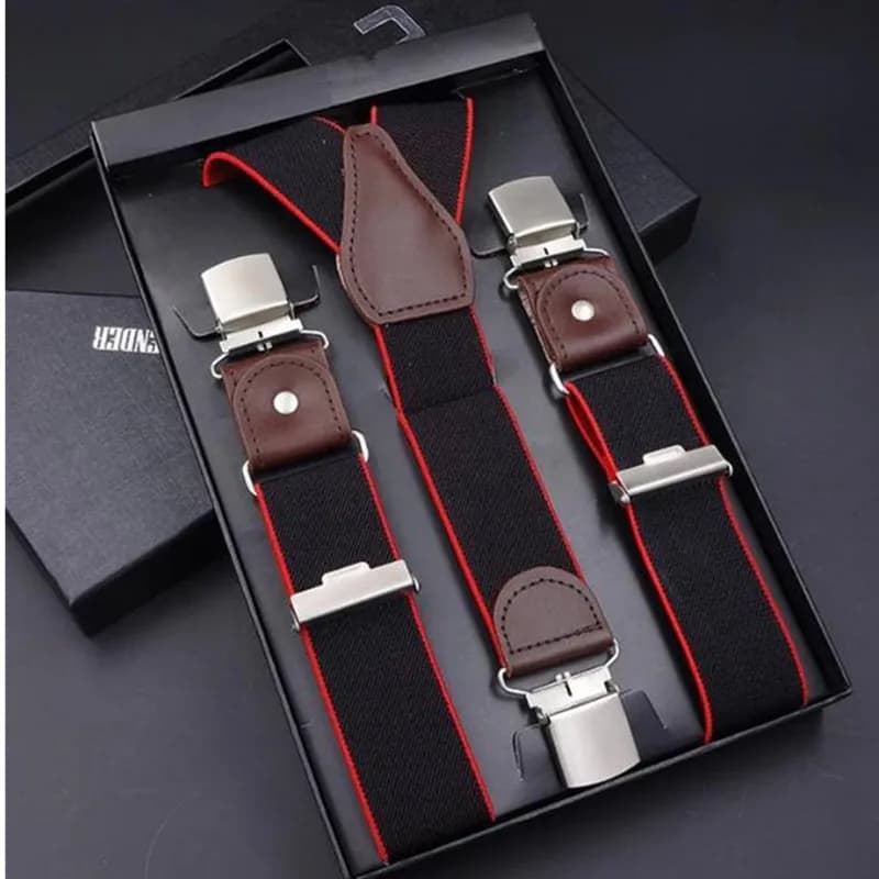 Leather Suspenders Men 3.5cm Y-Back 3 Clips Male Suspensorios Adjustable Elastic Trouser Braces Strap Belt Suit Accessories