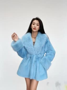 Luxury High Quality New Large Fur Collar Fur Coat Belt Slim Jacket Women Winter Warm Eco-Friendly Mink Fox Fur Coat Premium Tops