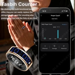 Call ID Reminder Smart Ring Display Screen Touch,Tasbih Counter,Health Manager,5ATM Waterproof Multiple Sport Mode MenWomen HT30