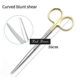 Gold Handle Blunt Tissue Scissors Peel Skin Scissors Nose Peel Blunt Scissors Round Head Serrated Nasal Surgery Tools