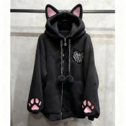 NiceMix Cutecore Jirai Kei Cat Ear Cute Oversized Hoodie Women Y2k Kawaii Zip Up Harajuku Худи Кофта