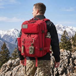 45L Large Capacity Tactical Gym Backpack Sports Backpack with Dual Water Bottle Cup Holders Outdoor Camping Fitness Gear Storage Backpack for Workout Training Hiking Trekking Travel Sports EDC Daily Carry Fitness Enthusiast Backpack Bag