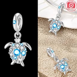 925 Sterling Silver Ocean Series Blue Turtle Starfish Shell Fit Original Bracelet Charms for Women diy Fine Jewelry Gifts