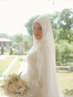Modest Wedding Dresses Muslim Hijab High Neck Long Sleeve Civil Bride Dress Pearl Trimmed Cloak White Bridal Gown Customized