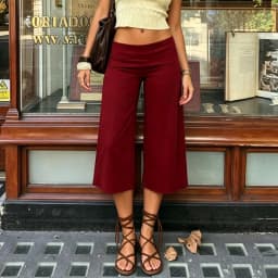 Capri Pants for Women Low Rise Fold Over Capri Yoga Pant Soft Comfy Flowy Wide Leg Capris Culottes Bottoms