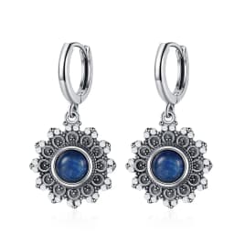 New Elegant Natural Kyanite S925 Silver Drop Earrings for Women Vintage Jewelry Wedding Engagement Hoop Earrings Gifts