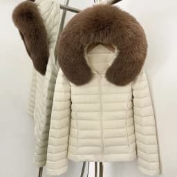 OFTBUY Goose Down Real Fox Fur Collar Lightweight Quilted Zip Up Clothes New Winter Puffer Coat Women Short Hooded Down Jacket