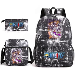 One Piece Luffy Anime Print School Backpack Set 3-in-1 Shoulder Bag Pencil Case for Boys Girls Kids Bookbag
