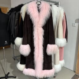 YOLOAgain Real Mongolia Sheep Fur Jacket Long Dark Brown Suede Coat Women