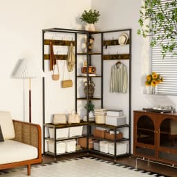 178cm Tall Hall Tree with Shoe Rack Bench and 10 Hooks Entryway Coat Rack Shoe Storage Organizer for Hallway Bedroom