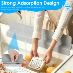 Silicone Sink Splash Guard Kitchen Water Baffle Splash Protector with Non Slip Strong Suction Washing Dishes Faucet Drain Pad