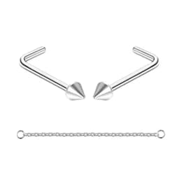 Nose Rings Chain Piercing Across Double with Chain Studs with Chain 20G Piercing Stud Nostril Jewelry for Women Men
