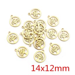10pcs/lot 316 Stainless Steel Gold Plated Tree Moon Butterfly Small Charms Pendant For Necklace DIY Jewelry Making