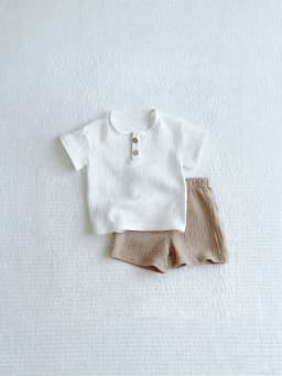 2Pcs Organic Cotton Kids Baby Sets Spring Summer Solid Tshirt Top + Pant Casual Toddler Boy Clothing
