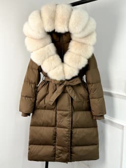 Lagabogy 2025 New Winter Warm White Duck Down Jacket Women Long Hooded Puffer Jacket Women Real Fox Fur Coat Female Warm Coat