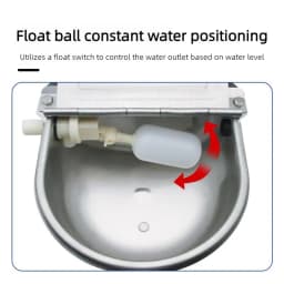 Stainless Steel Pet Water Dispenser with Float Ball Valve Automatic Dog Water Bowl Auto Refill Outdoor Hanging Pets Waterer