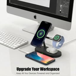 Magnetic Wireless Charger Pad Stand Foldable for iPhone 18-12 Series Apple Watch AirPods 15W Fast Charging Dock Station Light