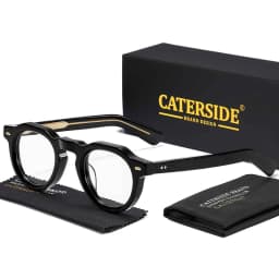 CATERSIDE Vintage Round Men Optical Glasses Frame Acetate High Quality Pin Core Thick Frame Glasses Women Decoration Eyeglasses