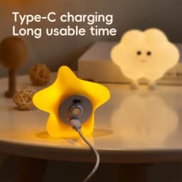 Silicone Led Night Light Wall Lamp Dimmable Bedside USB Rechargeable Baby Kids Lights Moon Star Cloud Touch Control Lamp Bedroom
