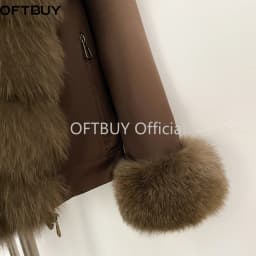 OFTBUY New Winter Duck Down Women Real Fox Fur Collar Parka Female Natural Fur Puffer Jacket Fur Cuffs Casual Coat Outerwear
