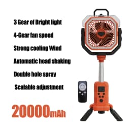 50000mAh Rechargeable Camping Fan with LED Light Remote Control Outdoor Hanging Fan for Tent Fishing Hurricane - 100H Runtime
