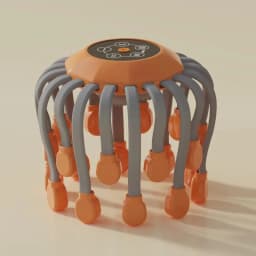 20 Massage Heads Orange Scalp Massager - Red Light Vibrating Octopus Scratcher for Relaxation, Stress Relief