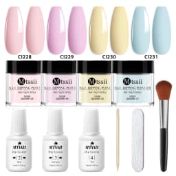 10pcs/set Nail Dipping Powder Natural Dry No Lamp Cure DIY Nail Art Decoration Pigment Dust Glitter Long Lasting Nail Supplies