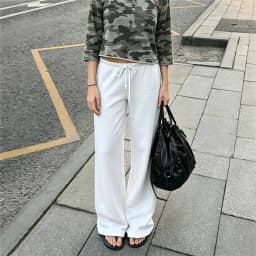 Y2K Solid Micro Flare Sweatpants Women Low Rise Drawstring Wide Leg Bootcut Pants Casual Street Lounge Sports Jogger Trousers