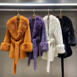 Luxury High Quality New Large Fur Collar Fur Coat Belt Slim Jacket Women Winter Warm Eco-Friendly Mink Fox Fur Coat Premium Tops