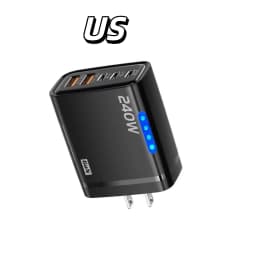 5 in 1 240W GaN Fast Charger With LED Light 2USB+3Type-C Multi Port Phone Charging Head For iPhone Huawei Laptop Tablets 2025
