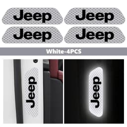 For Jeep 4pcs Car Logo Door Reflective Strips Sticker Security Warning Stickers Accessories Cherokee Wrangler JK Gladiator